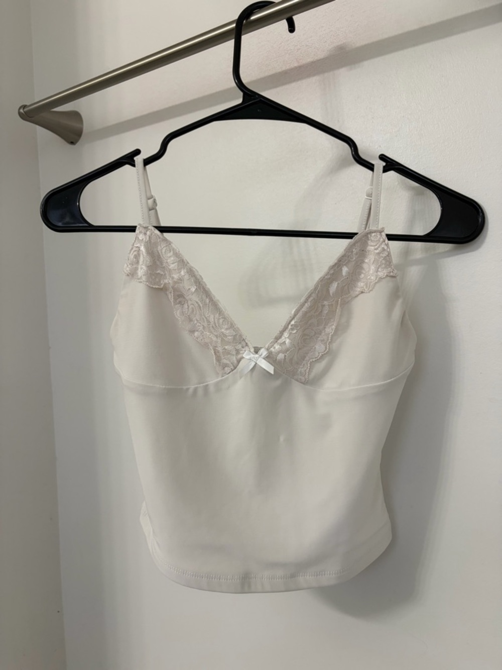 White Fox Boutique Cream Lace Trim Cami Top